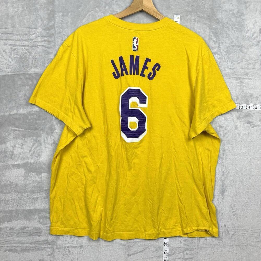 Nike LeBron James #6 Lakers T-Shirt XXL Gold Purple NBA Tee Fan Jersey Baskeball